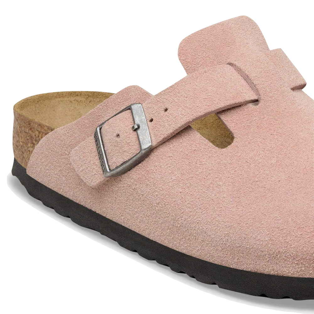 Detail view of Birkenstock Boston Suede Leather Clog for women.