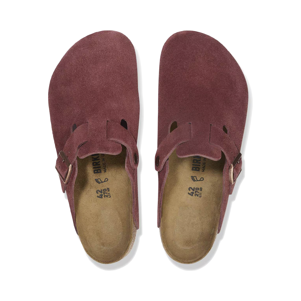 Top-down view of Birkenstock Boston Suede Leather Clog for women.