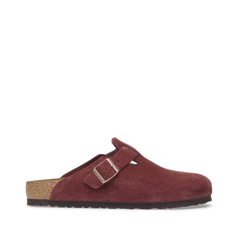 Side (right) view of Birkenstock Boston Suede Leather Clog for women.
