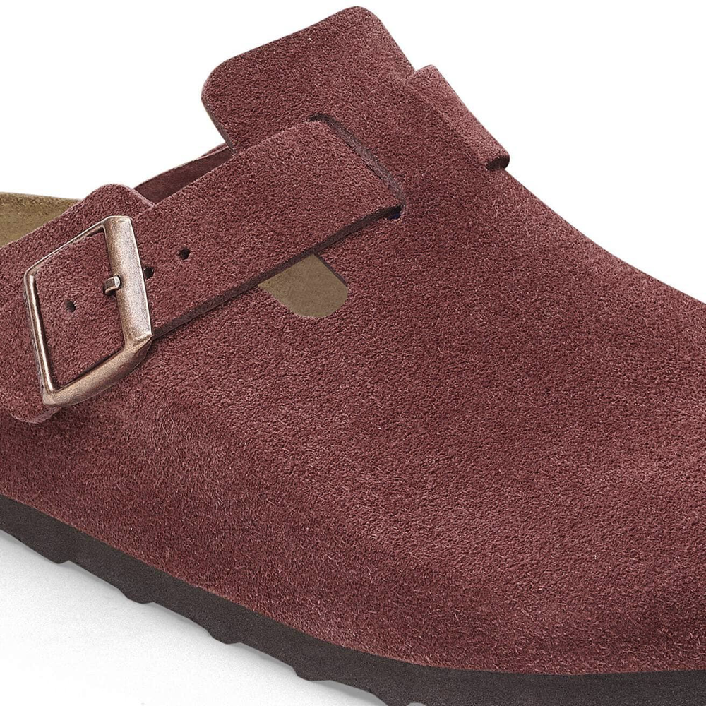 Detail view of Birkenstock Boston Suede Leather Clog for women.