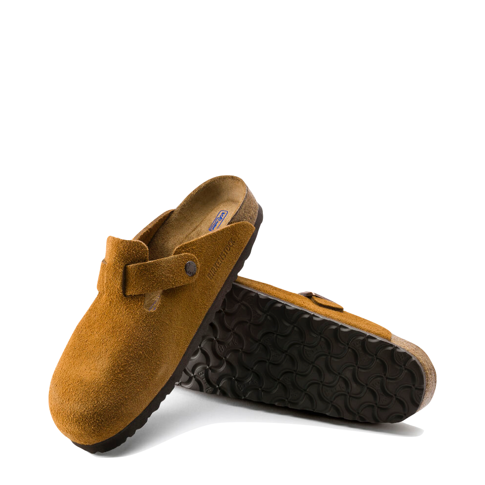 Bottom view of Birkenstock Boston Suede Leather Soft Footbed Clog for women.