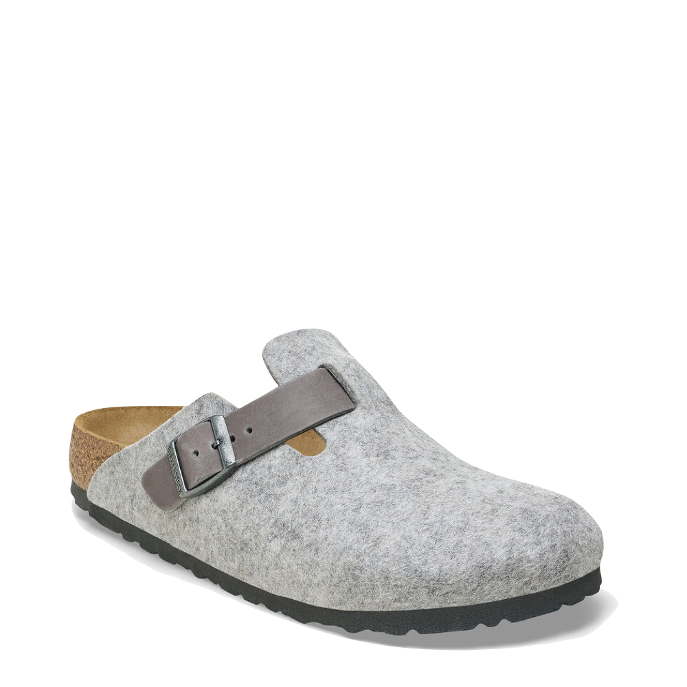 Birkenstock Women's Boston Wool/Leather Clog in Light Grey/Iron