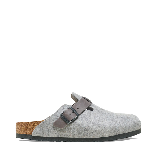 Birkenstock Women's Boston Wool/Leather Clog in Light Grey/Iron