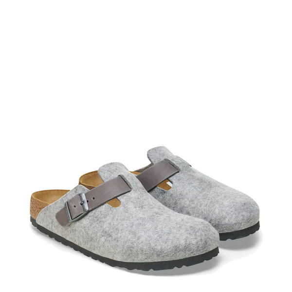 Birkenstock Women's Boston Wool/Leather Clog in Light Grey/Iron