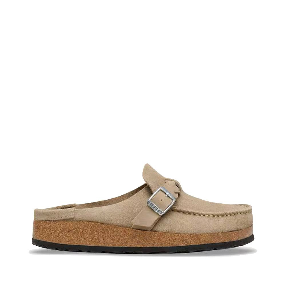 Side (right) view of Birkenstock Buckley Braided Slip On Clog for women.