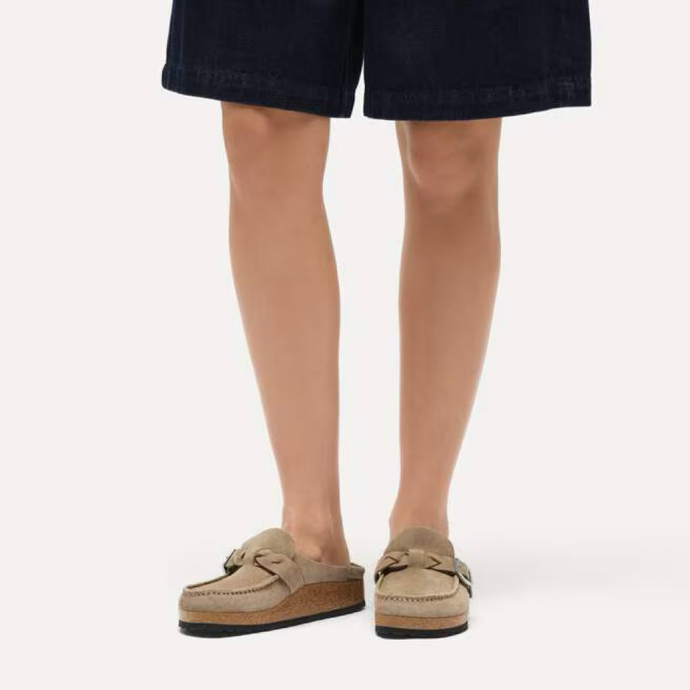Model view of Birkenstock Buckley Braided Slip On Clog for women.