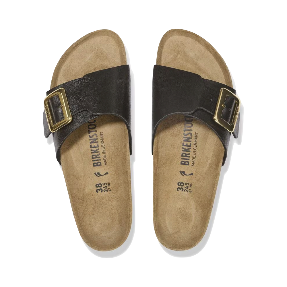 Top-down view of Birkenstock Catalina Luxe Buckle Birko-Flor Sandal for women.