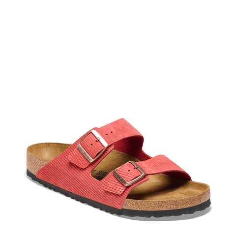 Birkenstock Women's Corduroy Embossed Suede Sandal in Sienna Red
