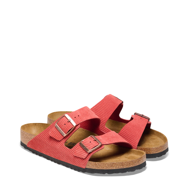Birkenstock Women's Corduroy Embossed Suede Sandal in Sienna Red