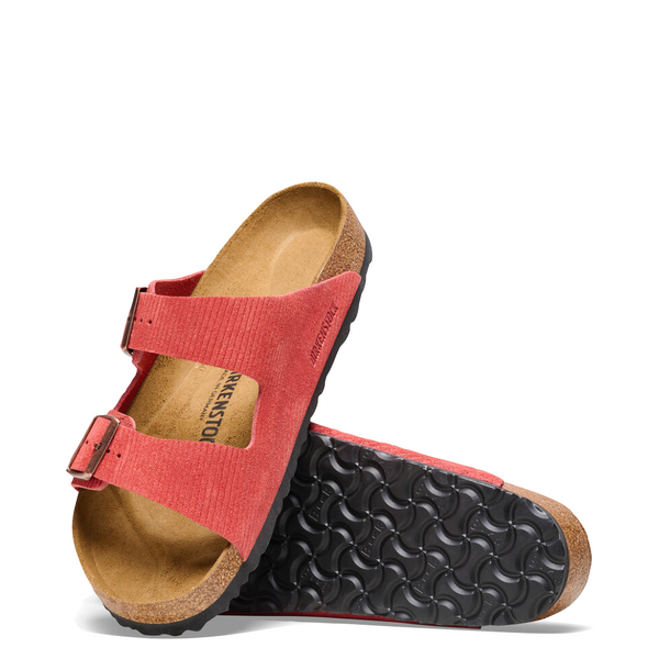 Birkenstock Women's Corduroy Embossed Suede Sandal in Sienna Red