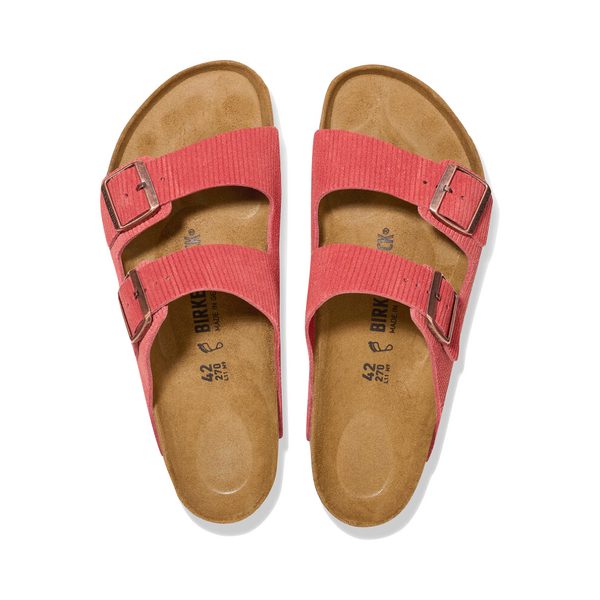 Birkenstock Women's Corduroy Embossed Suede Sandal in Sienna Red