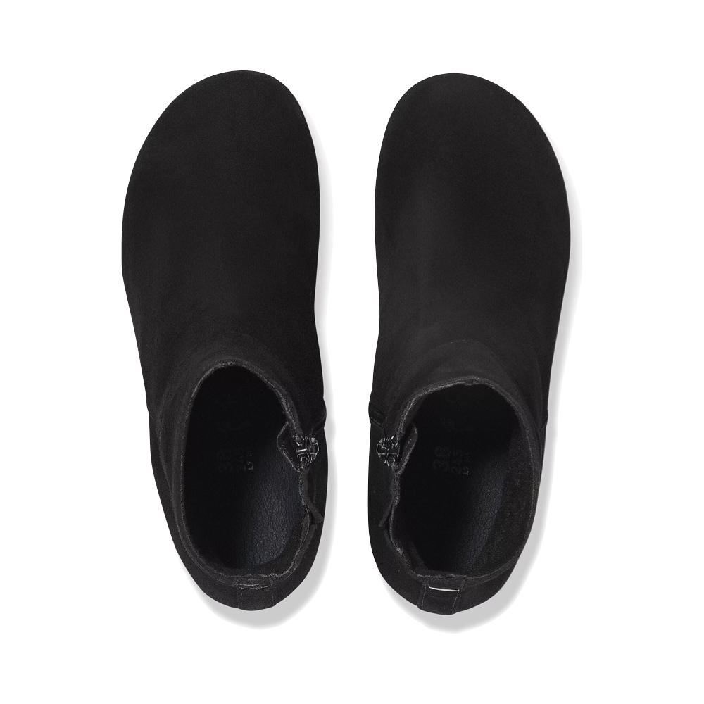 Top-down view of Birkenstock Ebba Suede Leather Side Zip Wedge Boot for women.