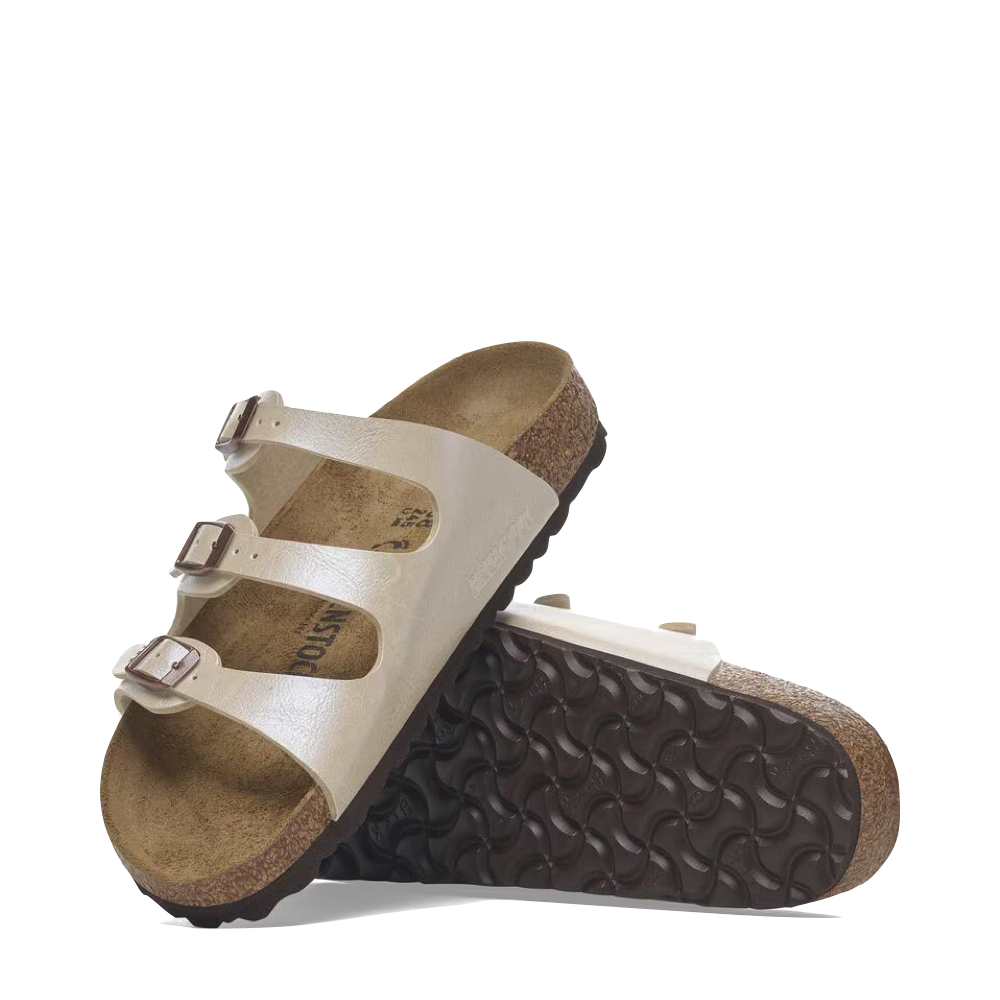 Top-down and bottom view of Birkenstock Florida Birko-Flor Sandal for women.