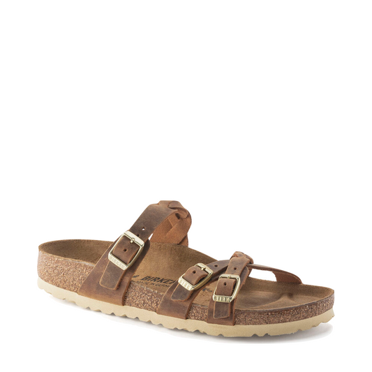 Toe view of Birkenstock Franca Braid Oiled Leather Sandal for women.