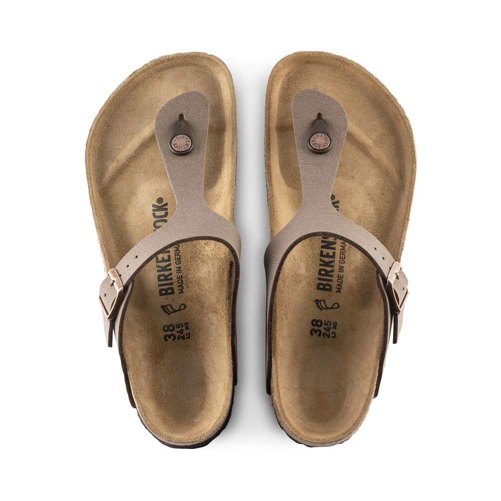 Top-down view of Birkenstock Gizeh Birkibuc Thong Sandal for women.