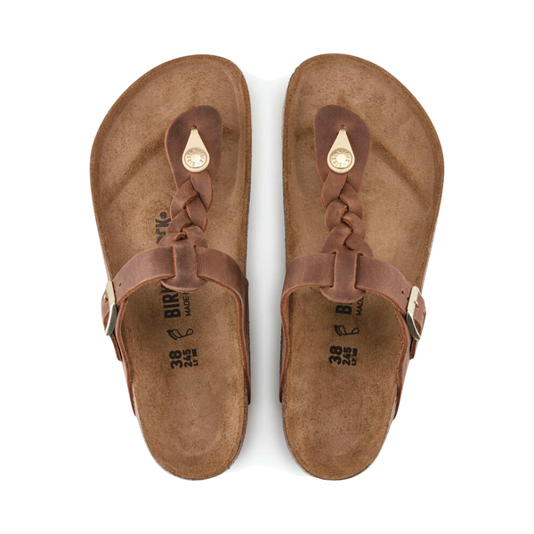Birkenstock Women's Gizeh Braided Oiled Leather Sandal (Cognac)