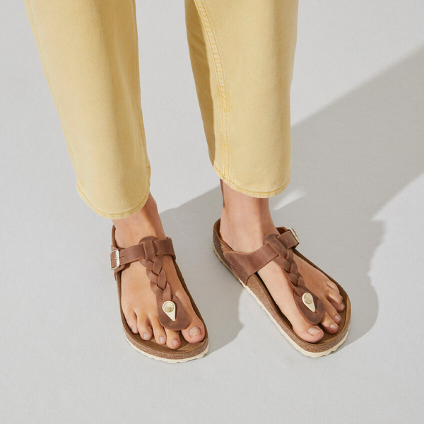 Birkenstock Women's Gizeh Braided Oiled Leather Sandal (Cognac)
