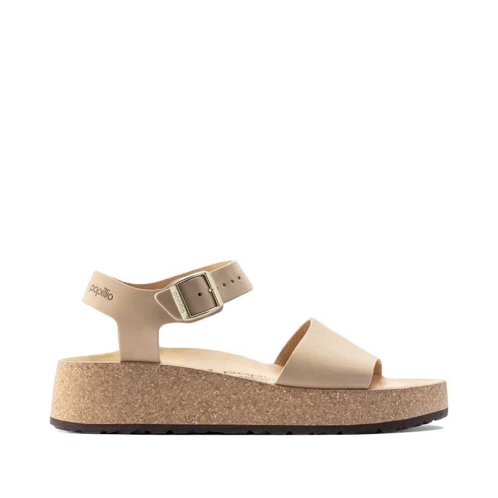 Side (right) view of Birkenstock Glenda Nubuck Leather Platform Sandal for women.