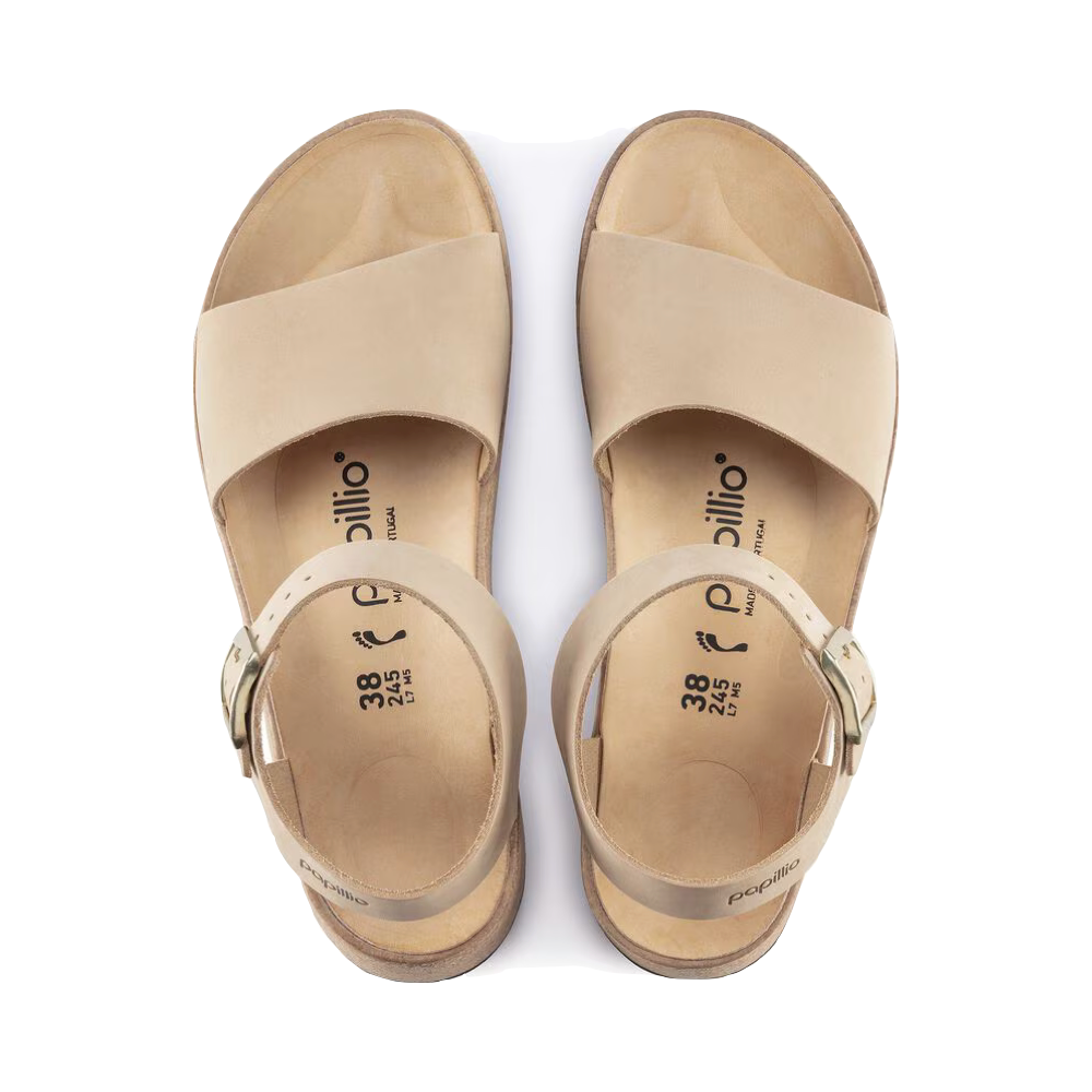 Top-down view of Birkenstock Glenda Nubuck Leather Platform Sandal for women.