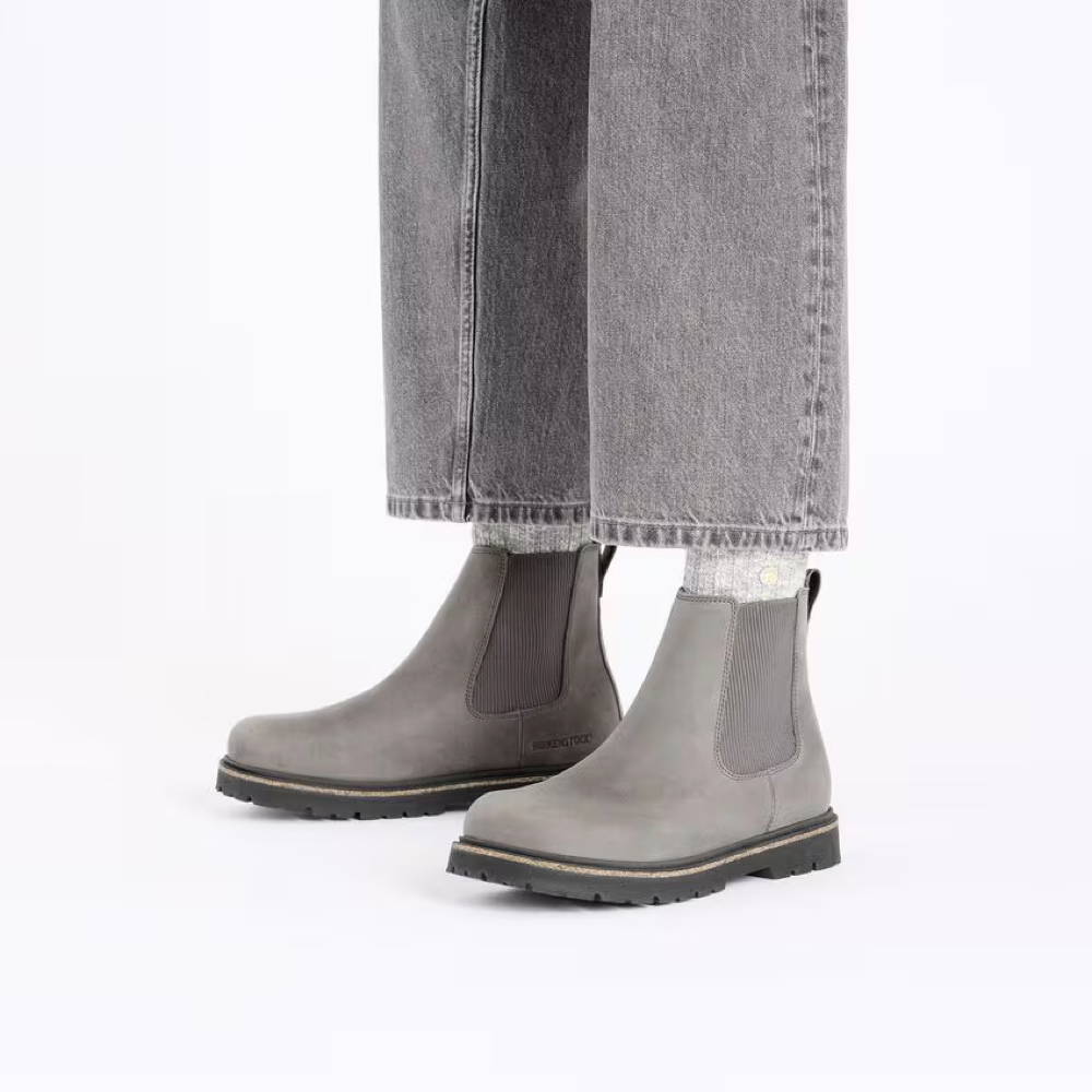 Model view of Birkenstock Highwood Leather Pull On Chelsea Boot for women.