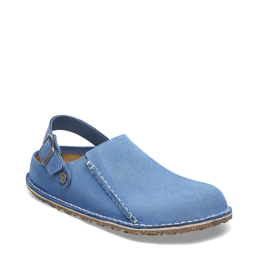 Toe view of Birkenstock Lutry Premium Suede Leather Clog for women.
