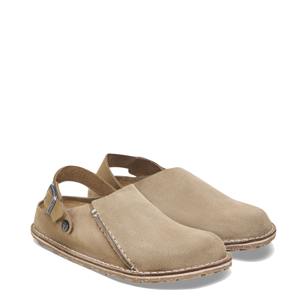 Toe view of Birkenstock Lutry Premium Suede Leather Clog for women.
