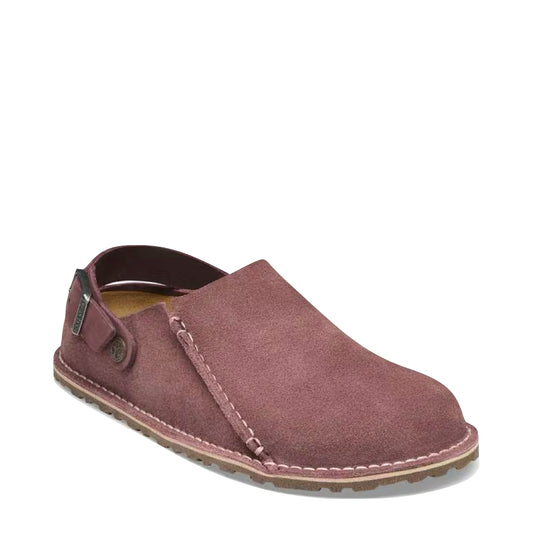Toe view of Birkenstock Lutry Premium Suede Leather Clog for women.
