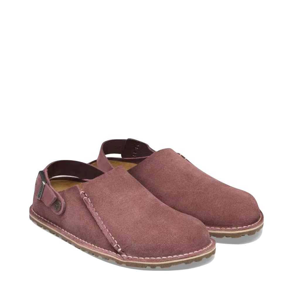 Toe view of Birkenstock Lutry Premium Suede Leather Clog for women.