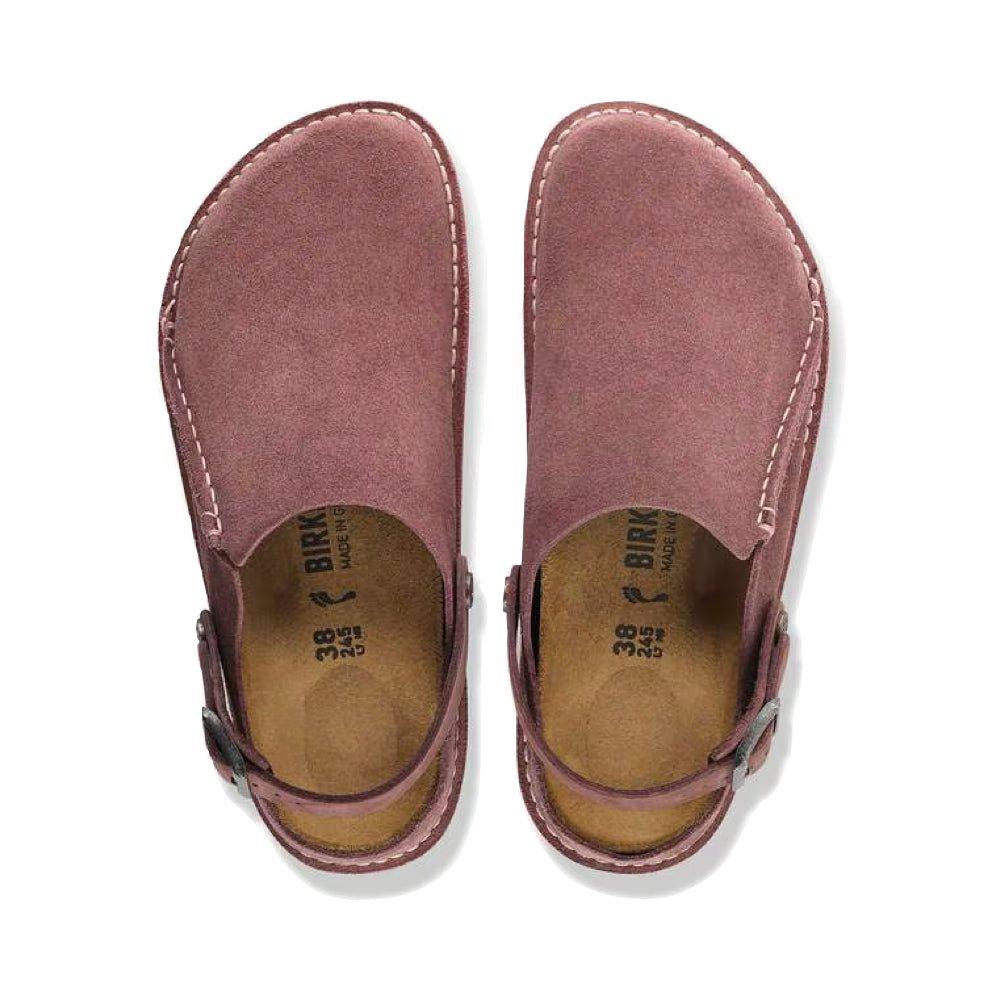 Top-down view of Birkenstock Lutry Premium Suede Leather Clog for women.
