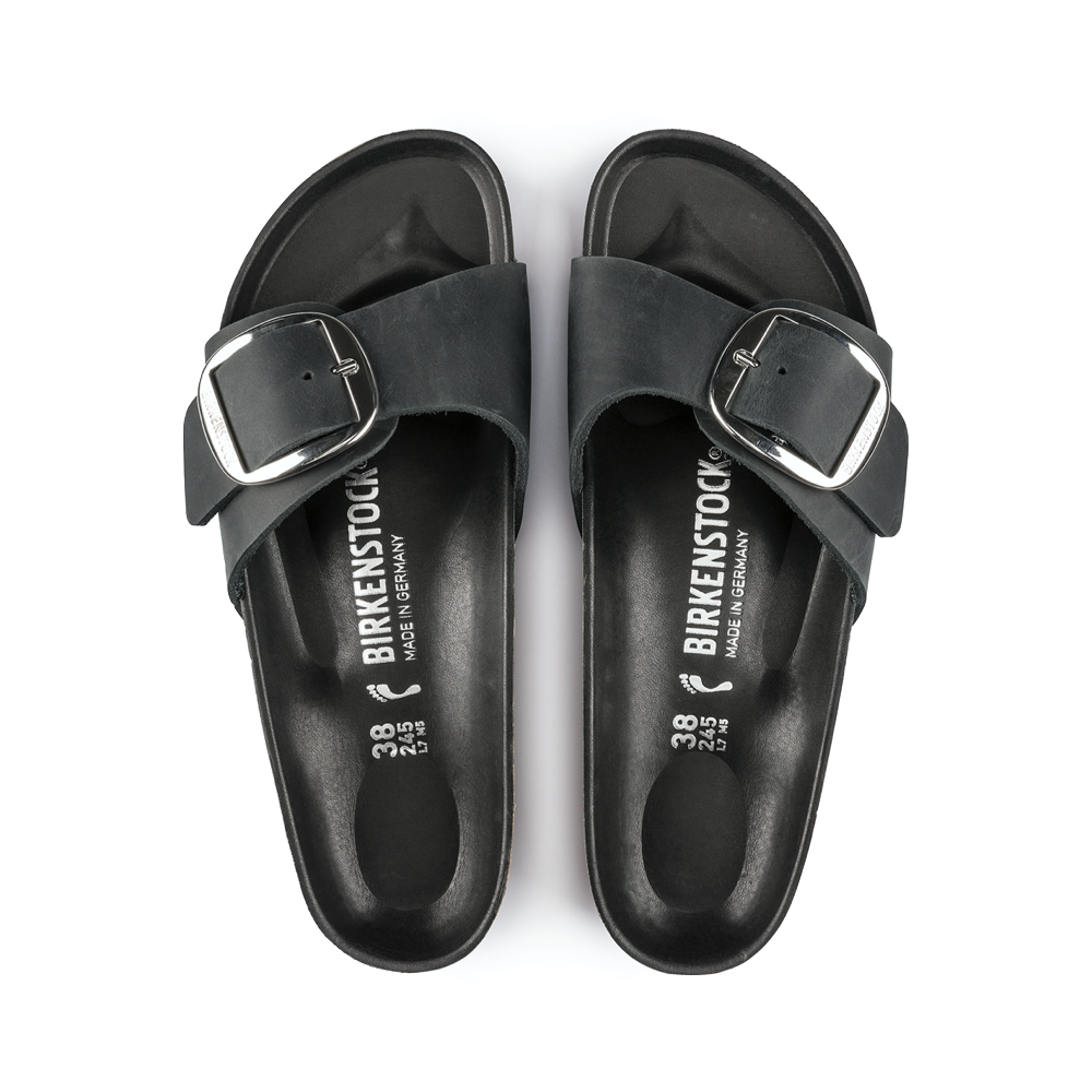 Top-down view of Birkenstock Madrid Big Buckle Oiled Leather Sandal for women.