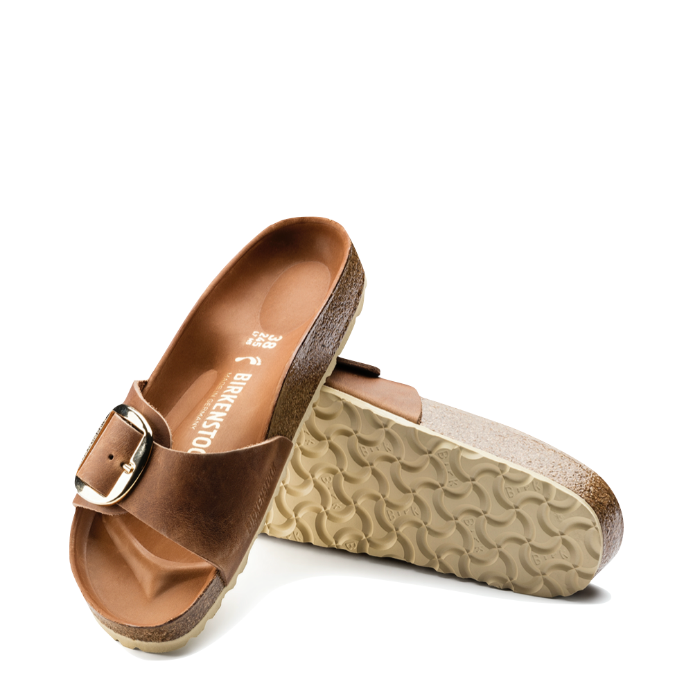 Bottom view of Birkenstock Madrid Big Buckle Oiled Leather Sandal for women.