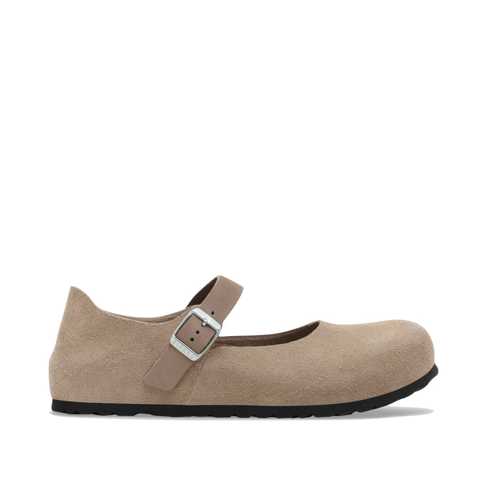 Side (right) view of Birkenstock Mantova Suede Leather Mary Jane for women.