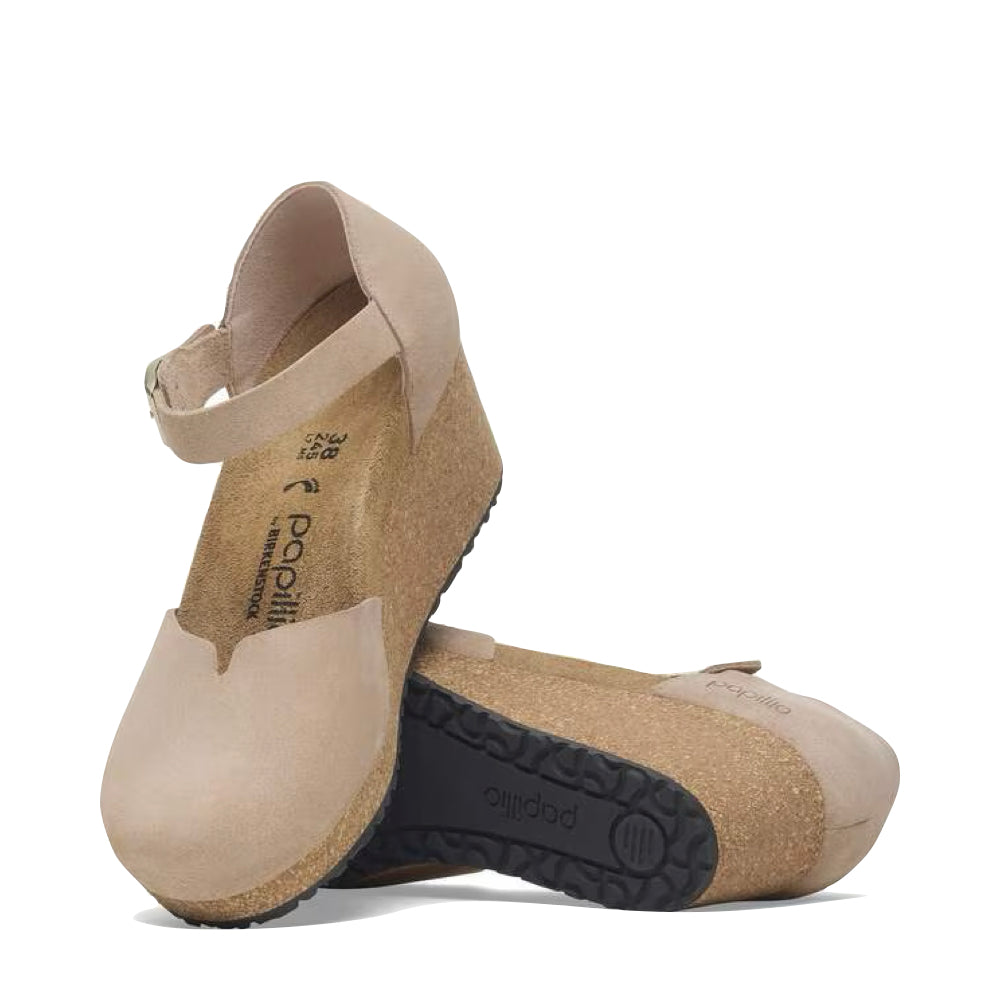 Top-down and bottom view of Birkenstock Mary Closed Toe Wedge Sandal for women.