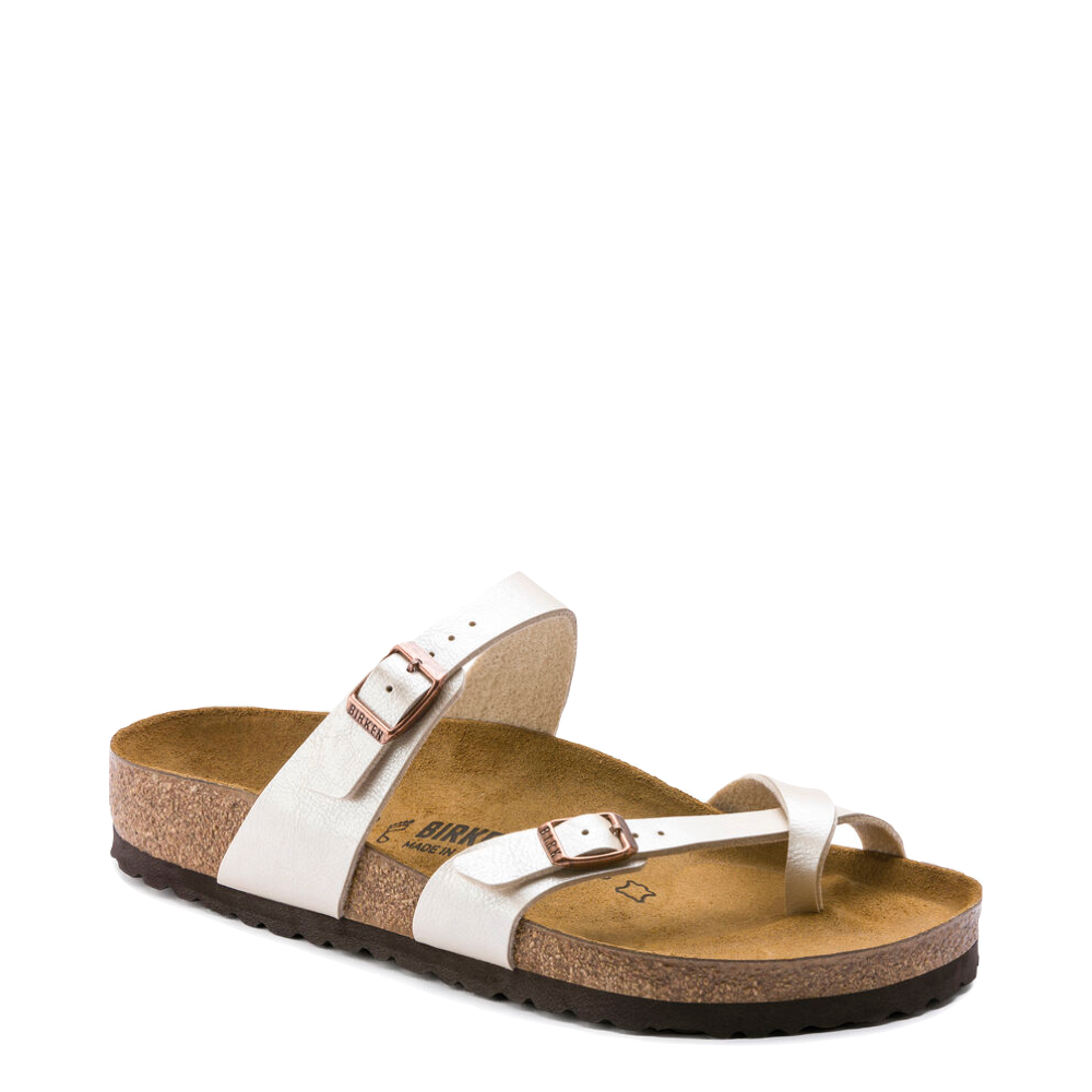 Birkenstock Women's Mayari Birko-Flor Toe Loop Sandal in Graceful Pearl White