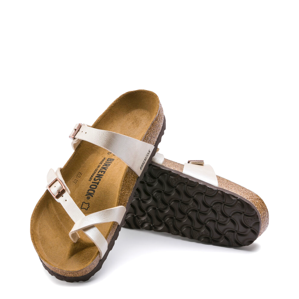 Birkenstock Women's Mayari Birko-Flor Toe Loop Sandal in Graceful Pearl White