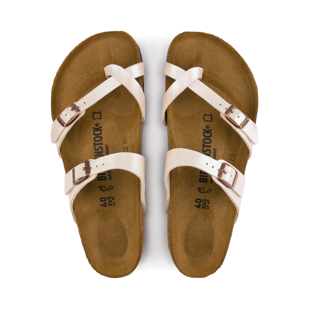 Birkenstock Women's Mayari Birko-Flor Toe Loop Sandal in Graceful Pearl White