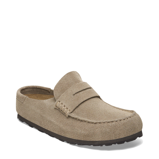 Toe view of Birkenstock Naples 2.0 Wrapped Suede Leather Loafer Clog for women.