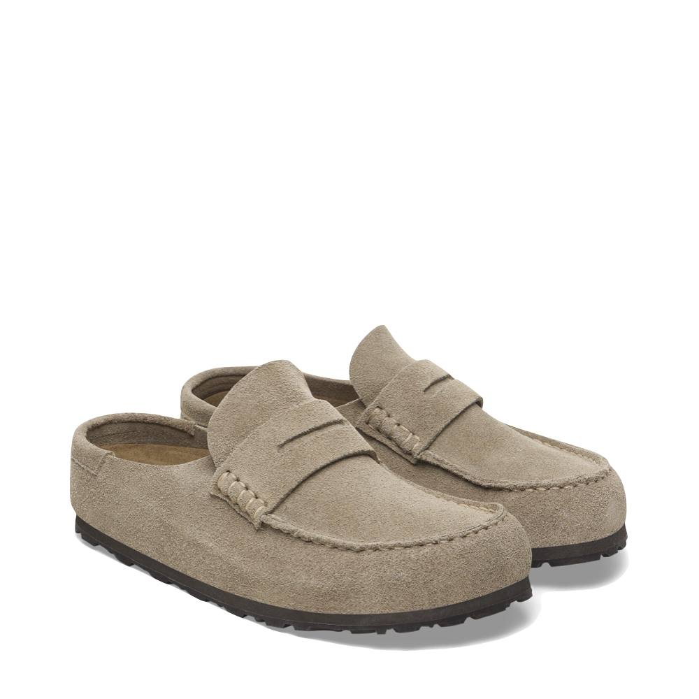 Toe view of Birkenstock Naples 2.0 Wrapped Suede Leather Loafer Clog for women.