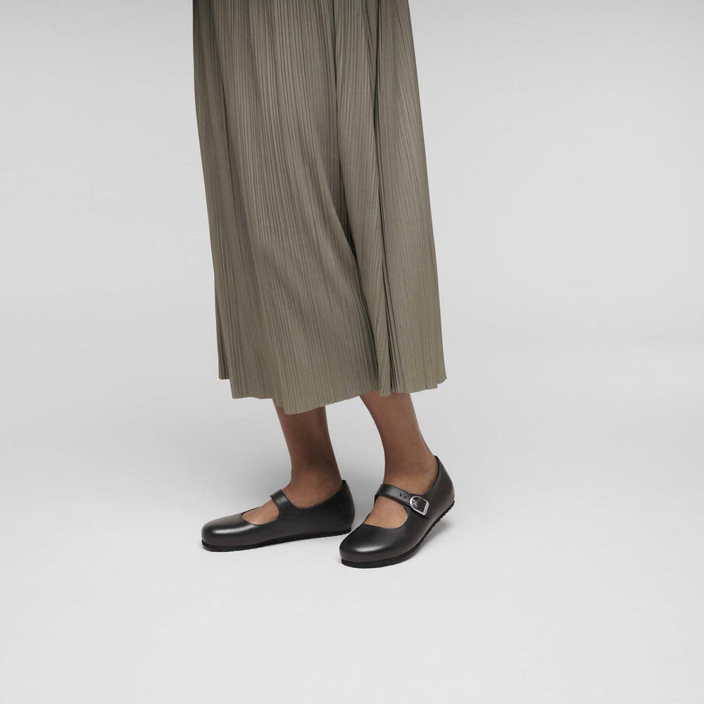 Model view of Birkenstock Santa Clarita Smooth Leather Mary Jane for women.