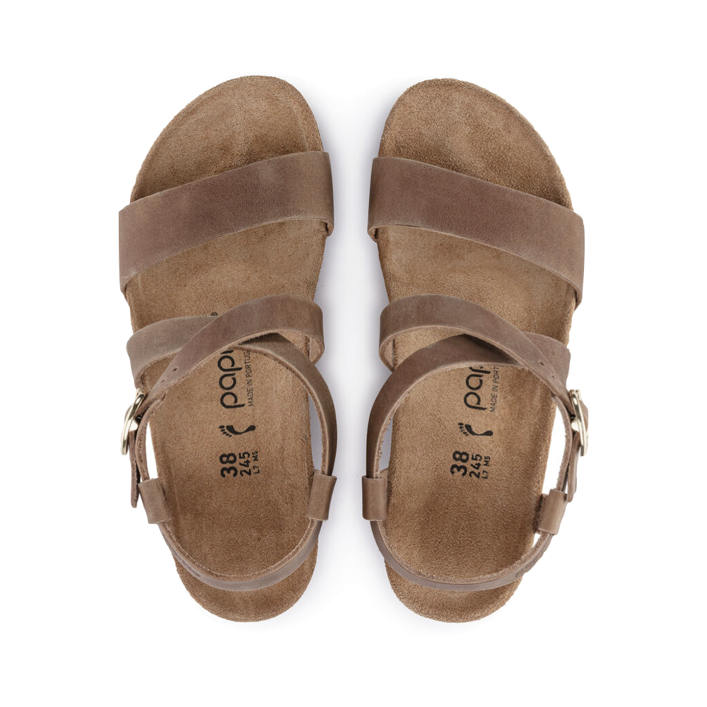 Birkenstock Women's Sibyl Oiled Nubuck Wedge Sandal in Cognac