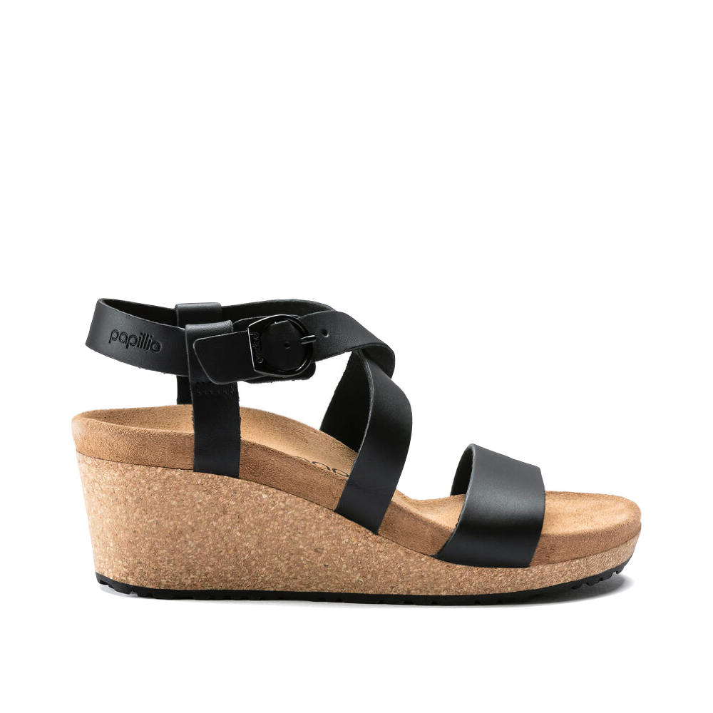 Side (right) view of Birkenstock Sibyl Smooth Leather Wedge Sandal for women.