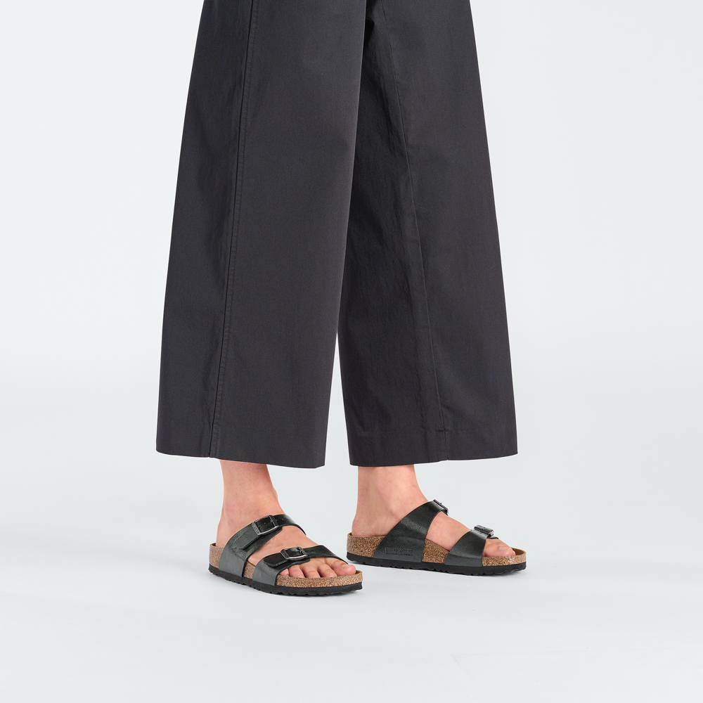 Model view of Birkenstock Sydney Birko-Flor Slide Sandal for women.