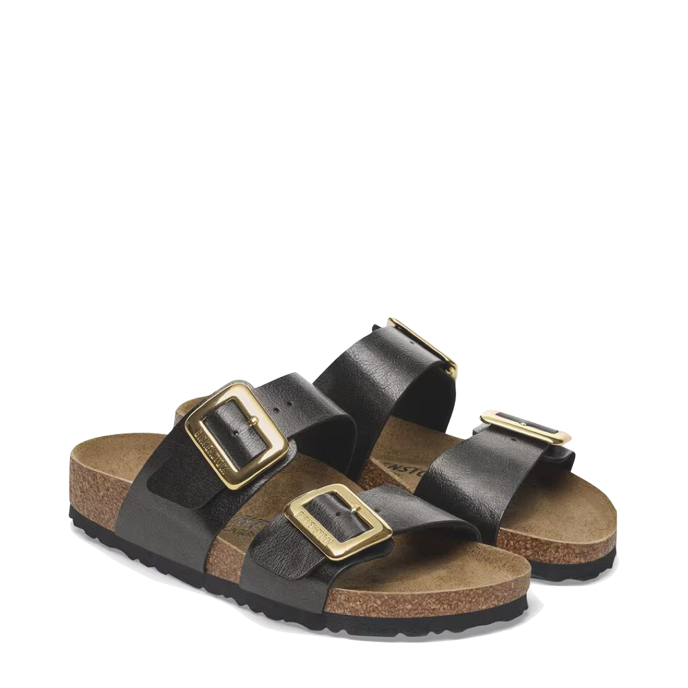 Toe view of Birkenstock Sydney Luxe Buckle Birko-Flor Sandal for women.
