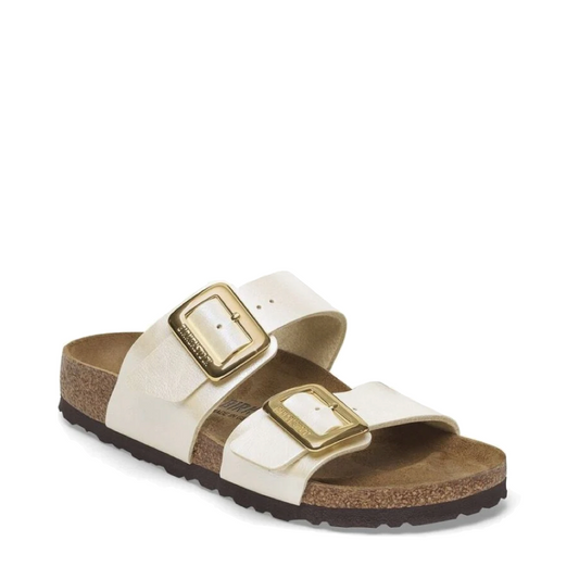 Toe view of Birkenstock Sydney Luxe Buckle Birko-Flor Sandal for women.
