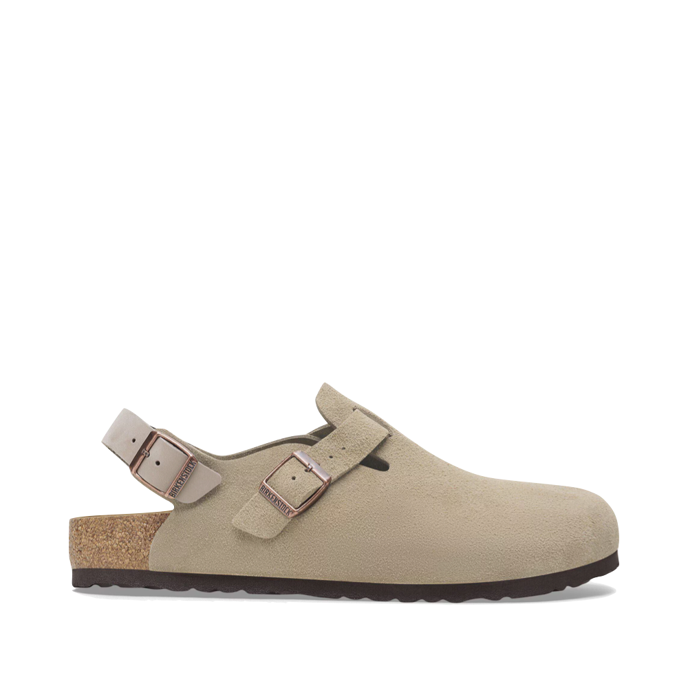 Side (right) view of Birkenstock Tokio Suede Leather Clog for women.