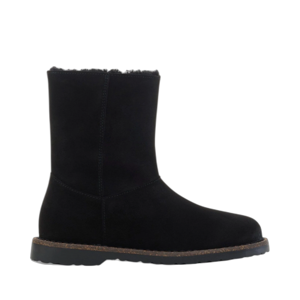 Side (right) view of Birkenstock Uppsala Zip Shearling Suede Boot for women.