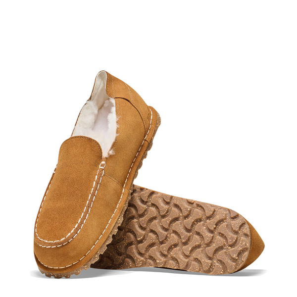 Birkenstock Women's Utti Slip On Shearling Lined Moccasin Slipper in Mink Suede