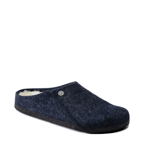 Birkenstock Women's Zermatt Shearling Slip On Clog Slipper in Dark Blue