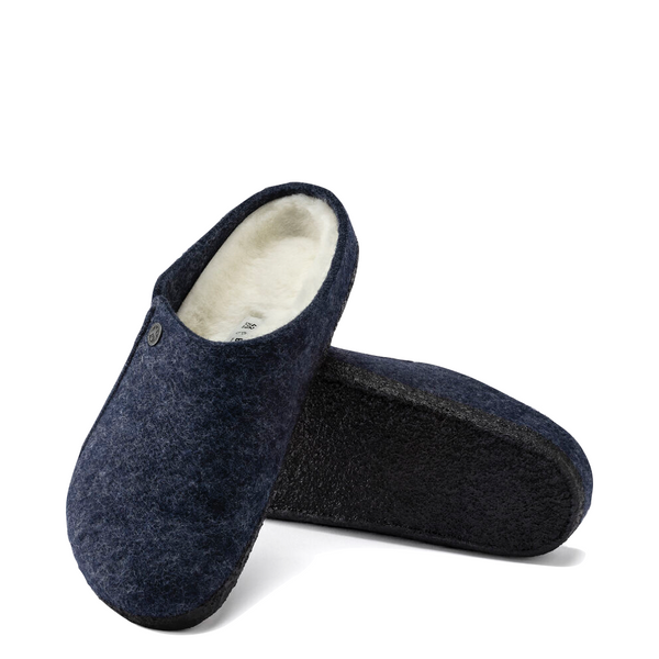 Birkenstock Women's Zermatt Shearling Slip On Clog Slipper in Dark Blue