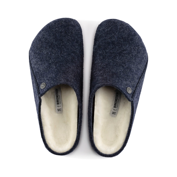 Birkenstock Women's Zermatt Shearling Slip On Clog Slipper in Dark Blue